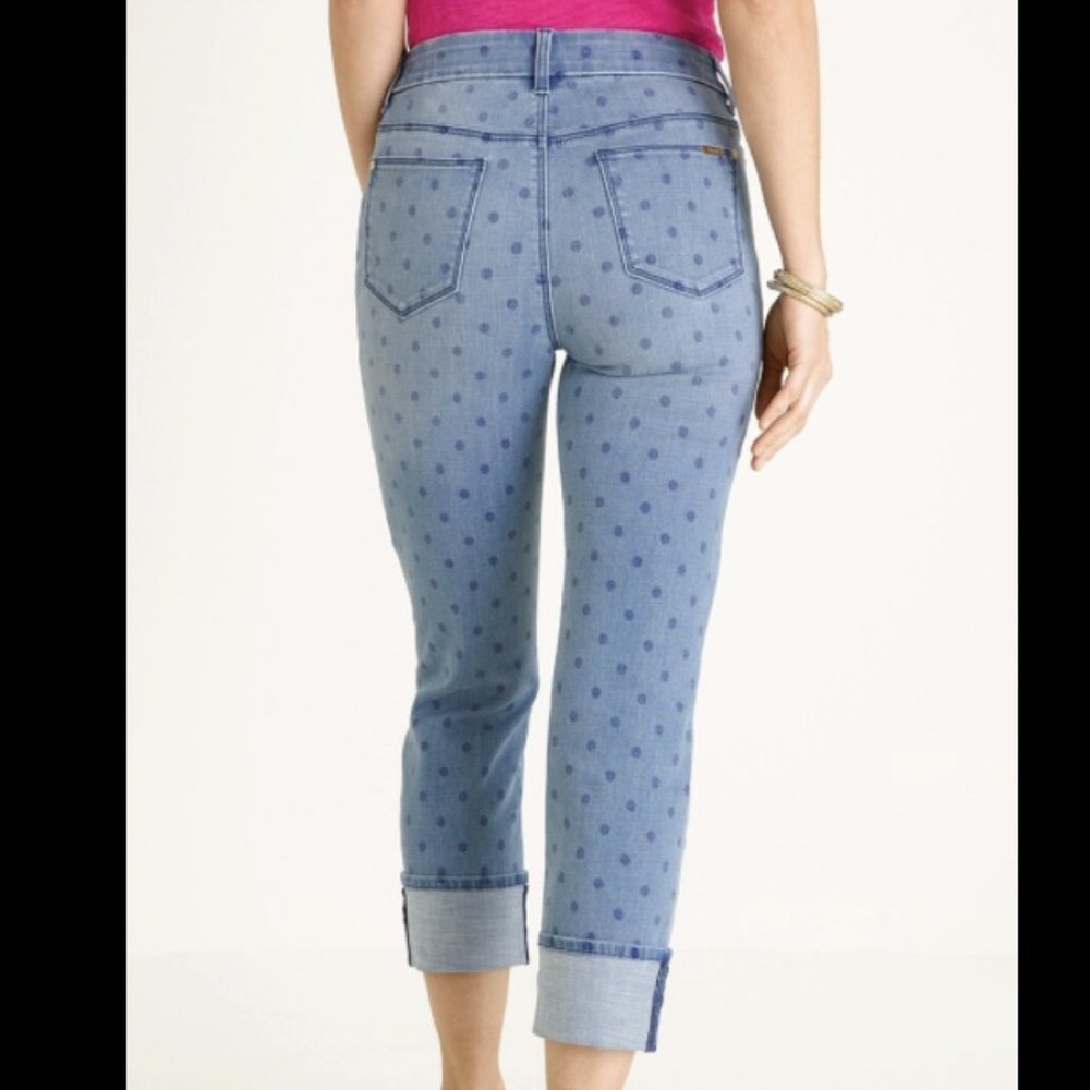 Chicos Denim So Slimming Polka Dot Jeans Cropped - Picture 8 of 9